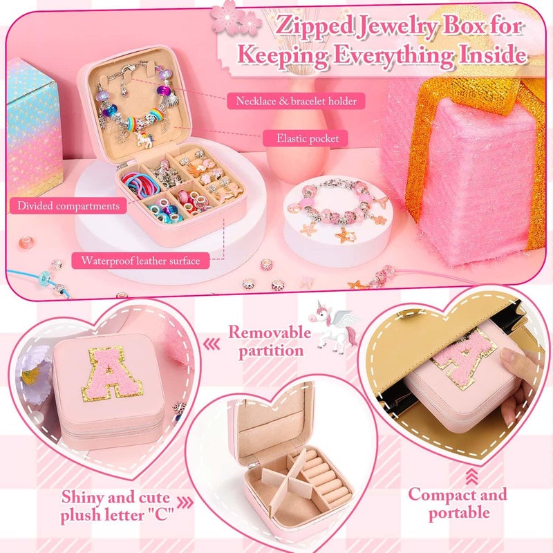 LifeisLuck Charm Bracelet Making Kit, Cute Jewelry Making Kit for Pendants DIY Charm Necklace Kit with Bracelet Organizer Box Unicorns Crafts Pink Stuff Birthday Gifts – A - Image 3